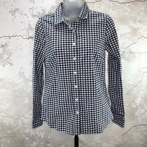 J. Crew Blue Gingham Perfect Button Down Shirt Women XS